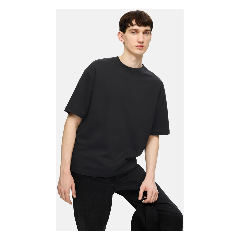 Selected Homme Casual Ronde Hals Oversized T-Shirt Black Heren