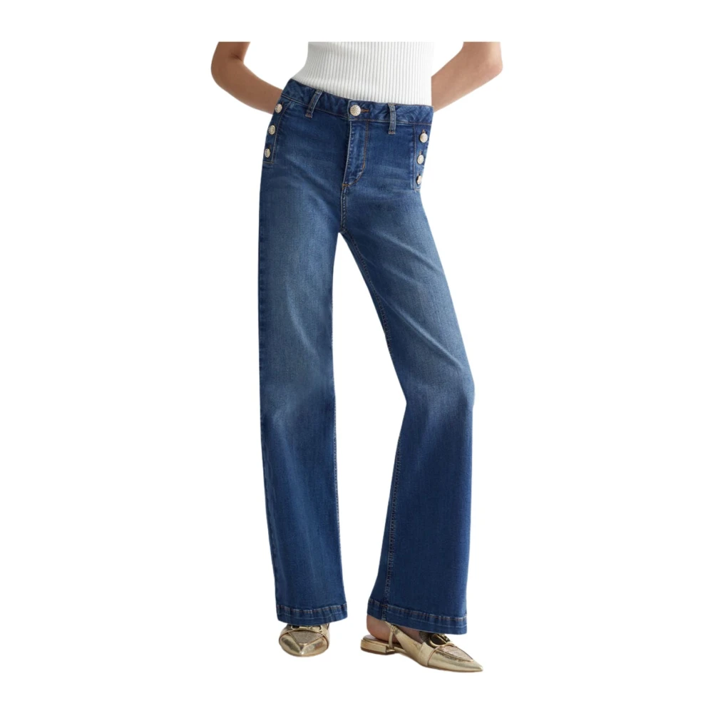 Liu Jo Blauwe Denim Jeans met Appliqué Logo Blue Dames