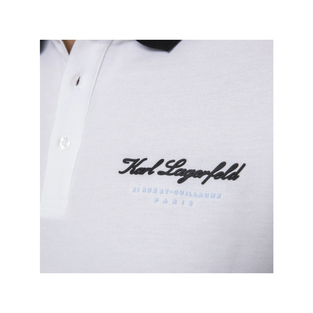 Karl Lagerfeld Wit Polo Shirt met Handtekening Logo White Heren