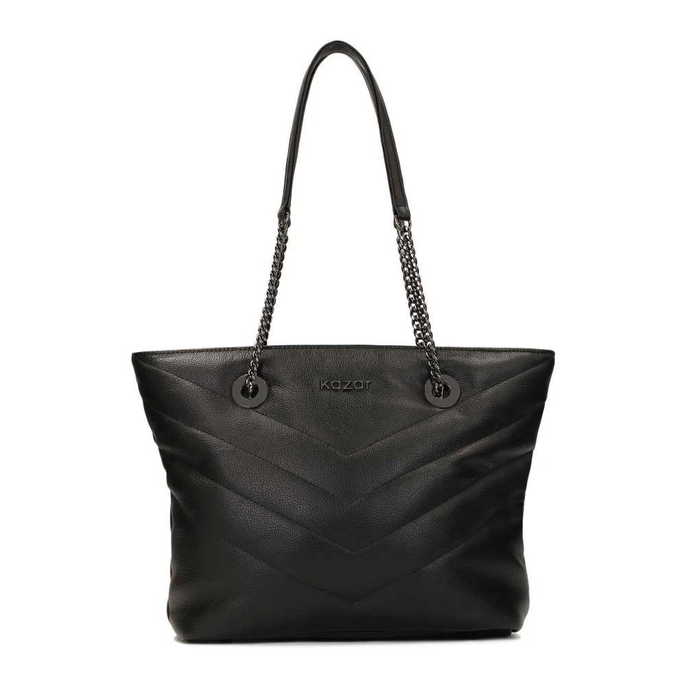 Kazar Ruime schoudertas met geweer metalen hardware Black Dames
