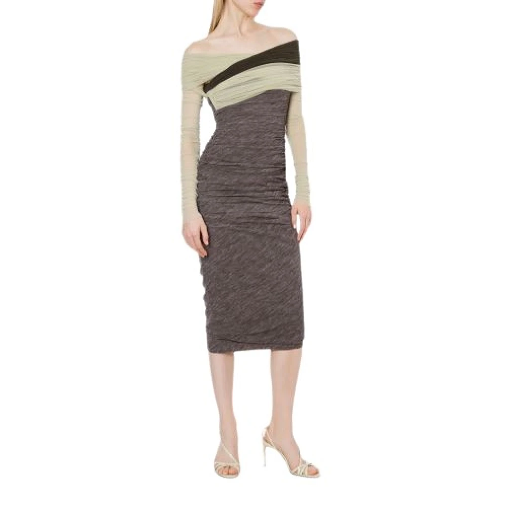 Philosophy di Lorenzo Serafini Elegante Crepe Jurk met Overlapping Halslijn Multicolor Dames