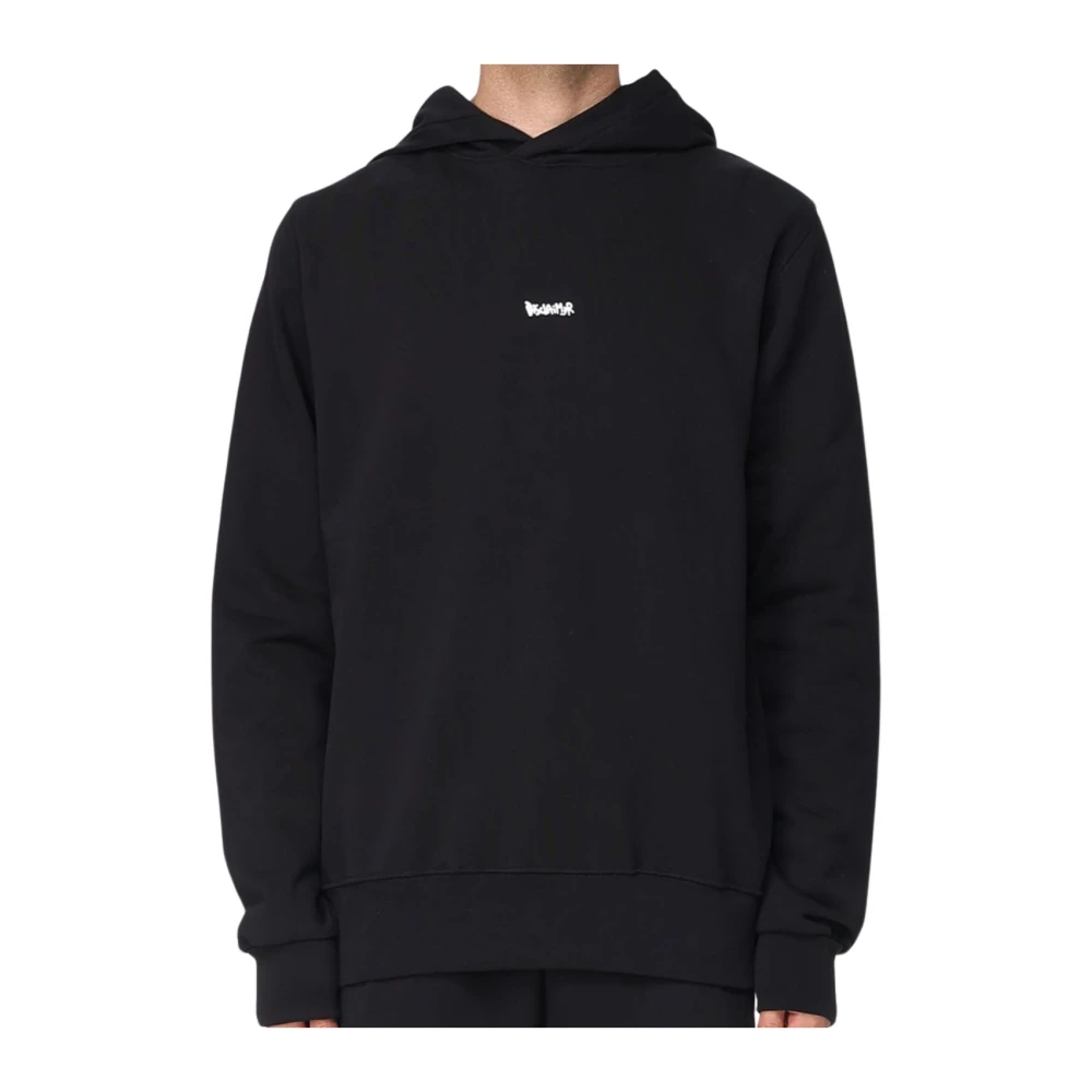 Disclaimer Men's Black Felpa Con Cappuccio Cotone Logo Graffiti