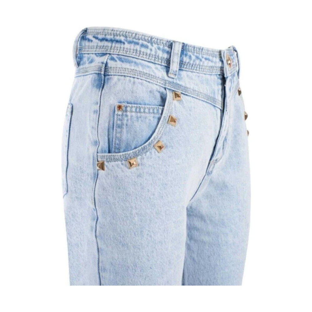 YES ZEE Hoge taille lichte wassing studs jeans Blue Dames