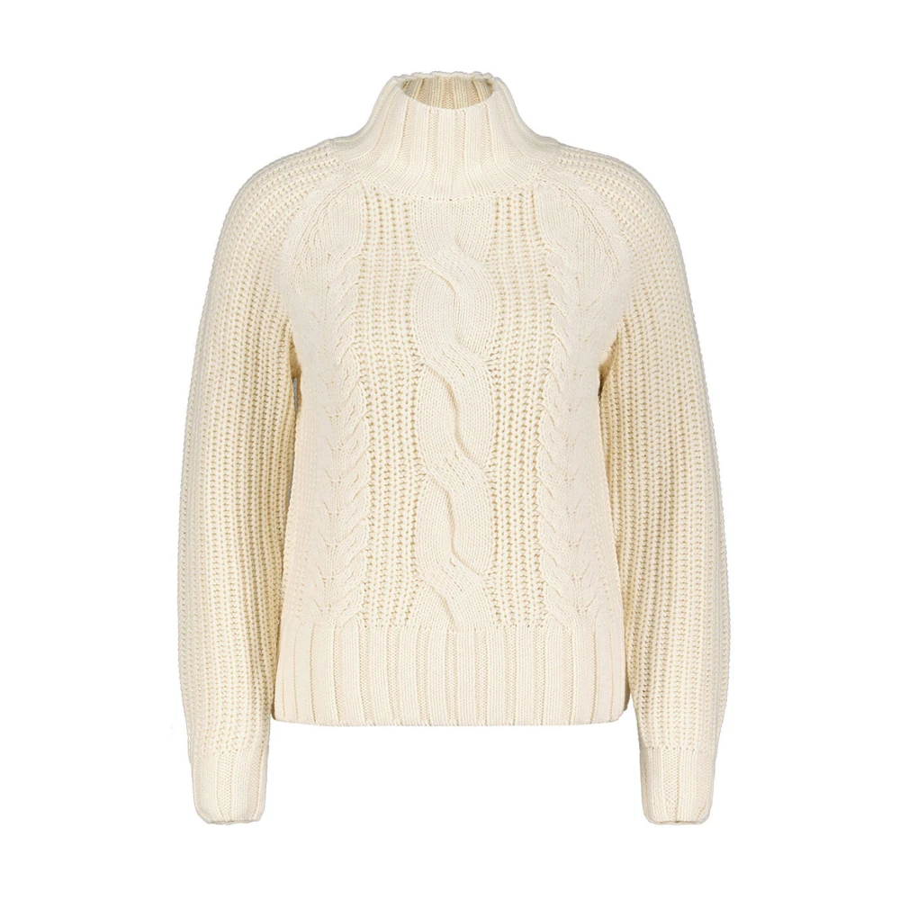 Red Button Turtle Cable Sweater Beige Dames
