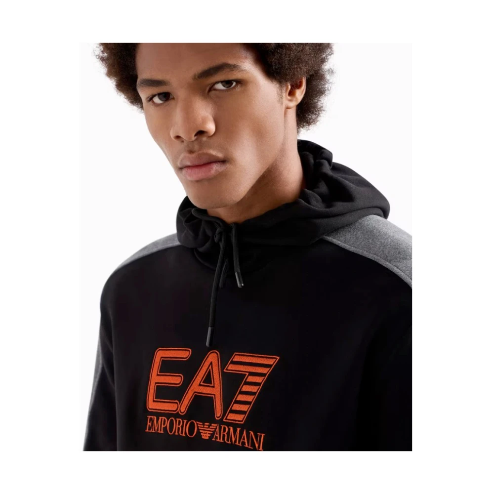 Emporio Armani EA7 Zwarte Sweater met Capuchon en Logo Black Heren