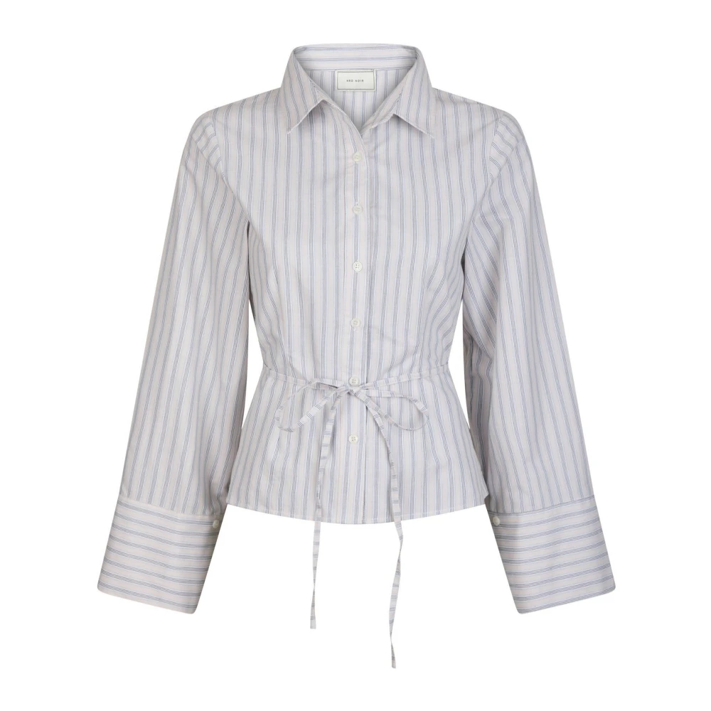 NEO NOIR Gestreepte blouse met wijde mouwen Beige Dames