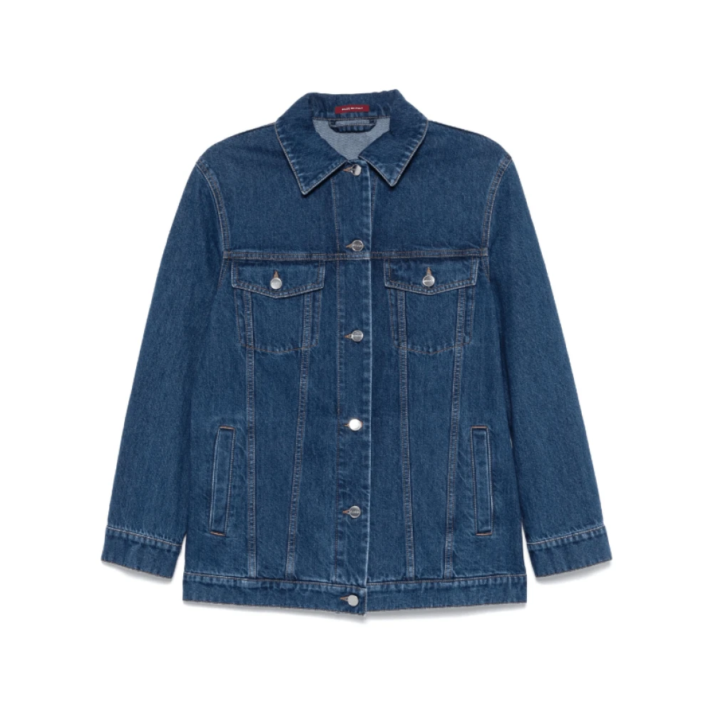 Gucci Denim Logo Jas met Contraststiksels Blue Dames