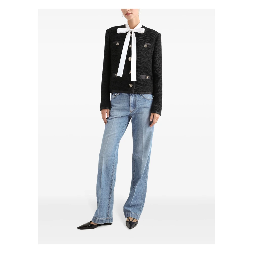Dolce & Gabbana Zwarte jas met unieke stijl Black Dames