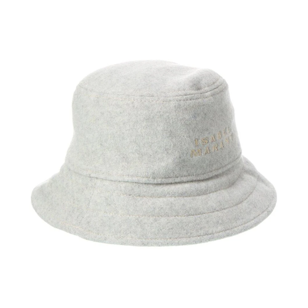 Isabel marant Wol Vilt Logo Bucket Hat Gray Dames