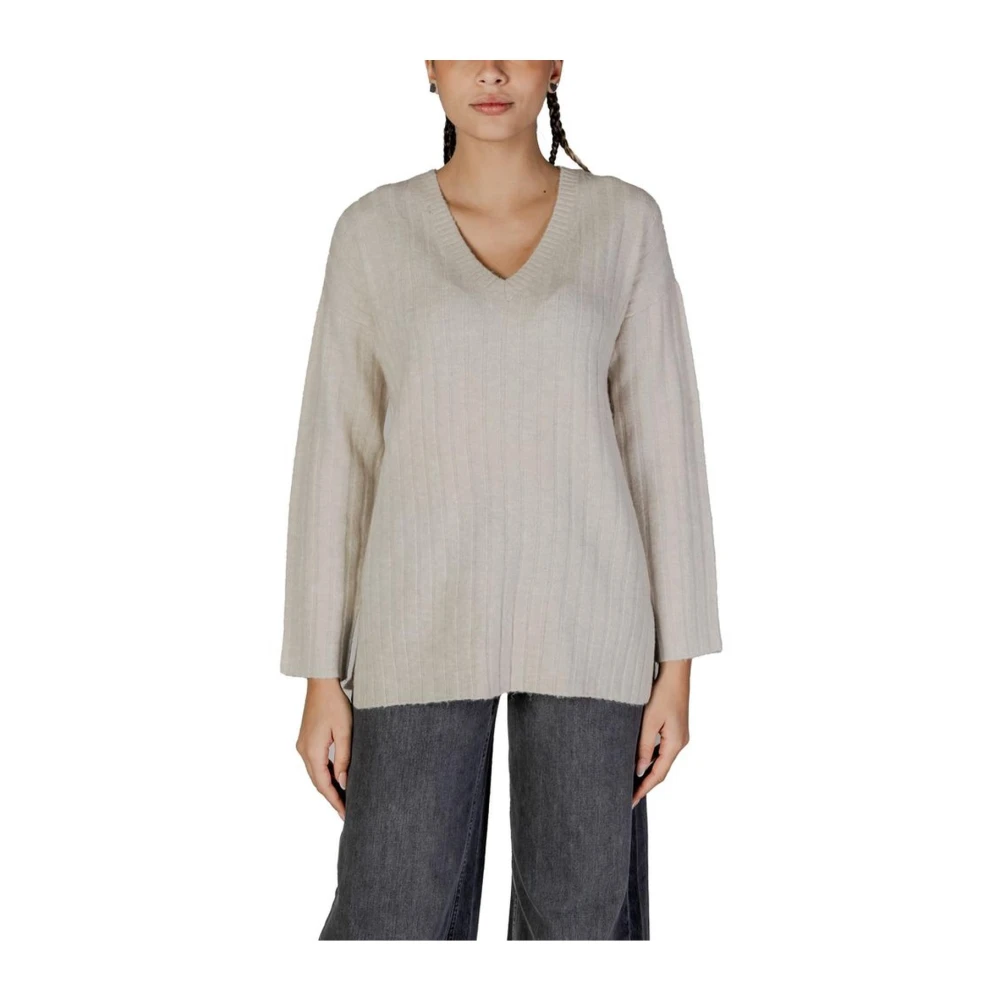Vila Beige Acryl Blend Sweater Dames Herfst Winter Gray Dames