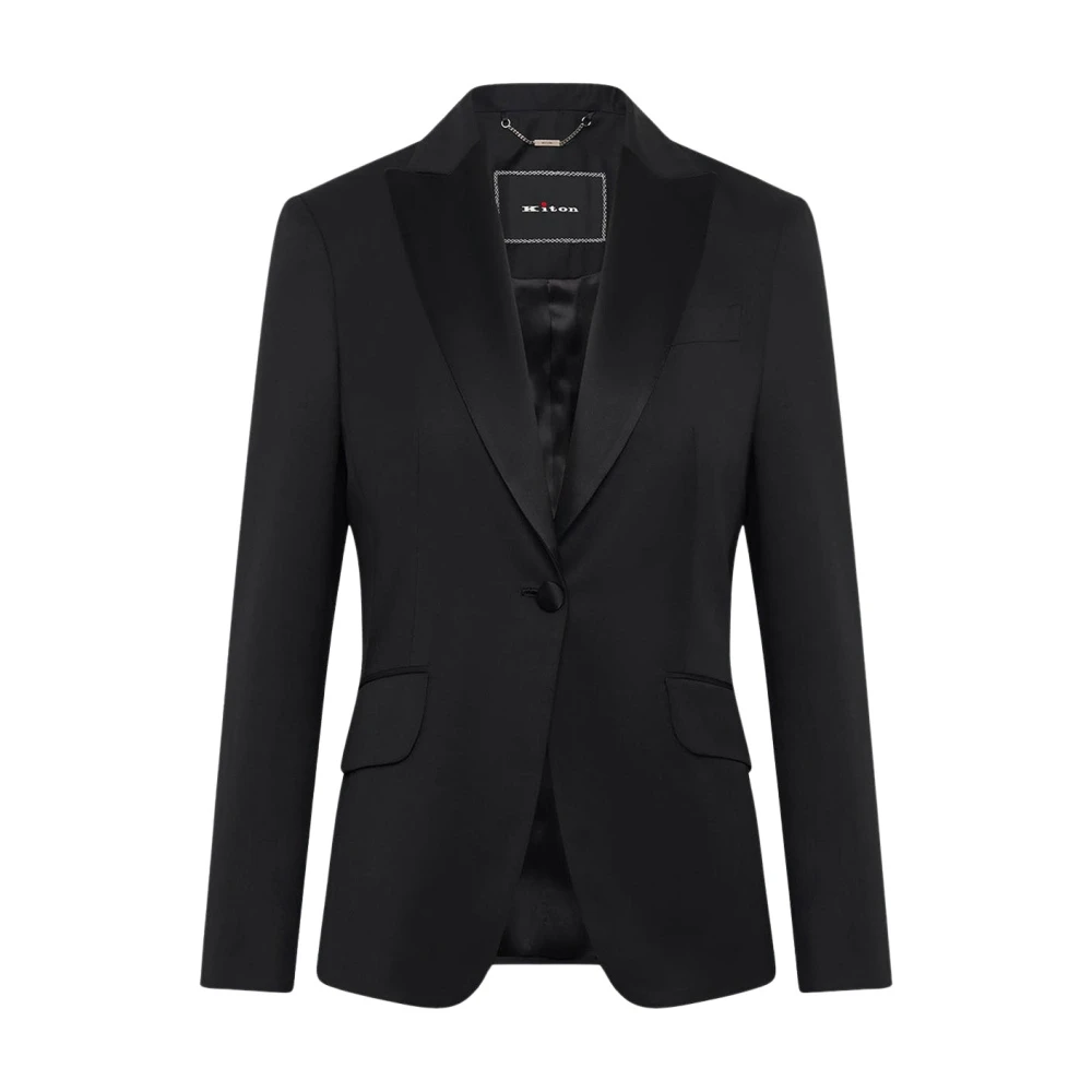 Kiton Zijden Revers Wol Tuxedo Jas Black Dames