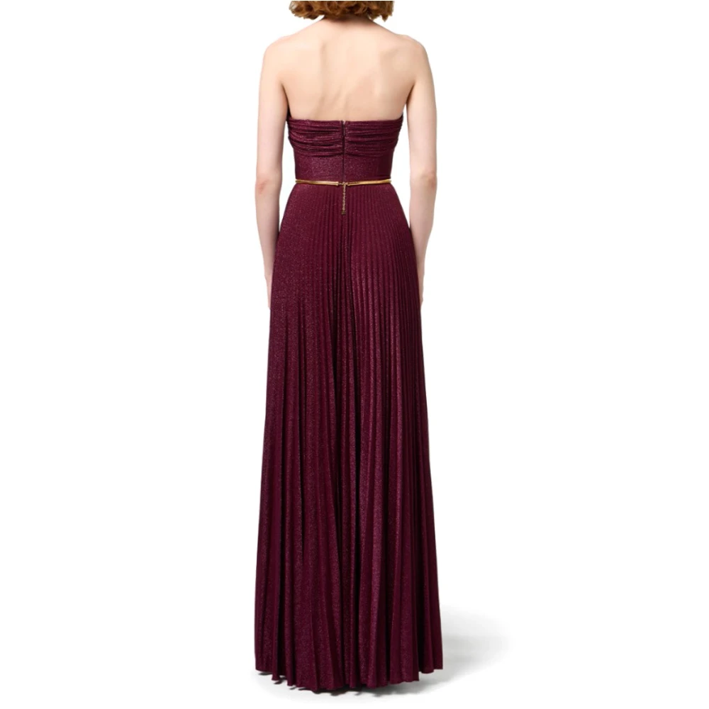 Elisabetta Franchi Geplooide Lurex Jersey Rode Loper Jurk Red Dames