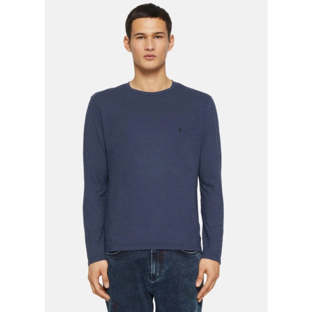 Dondup Blauw T-shirt met lange mouwen Blue Heren