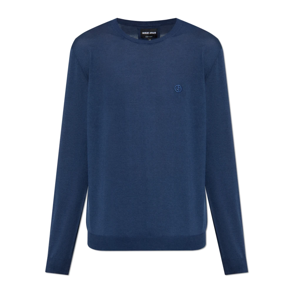 Giorgio Armani Hombre Azul - Suéter Con Cuello Redondo - Knitwear - M - Suéter Con Cuello Redondo
