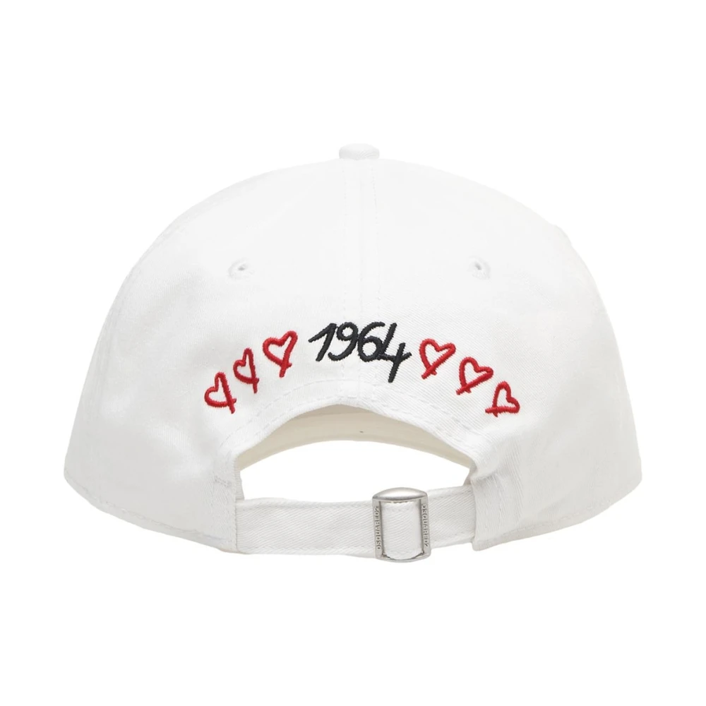 Dsquared2 Witte Baseballpet met Distressed Design White Dames