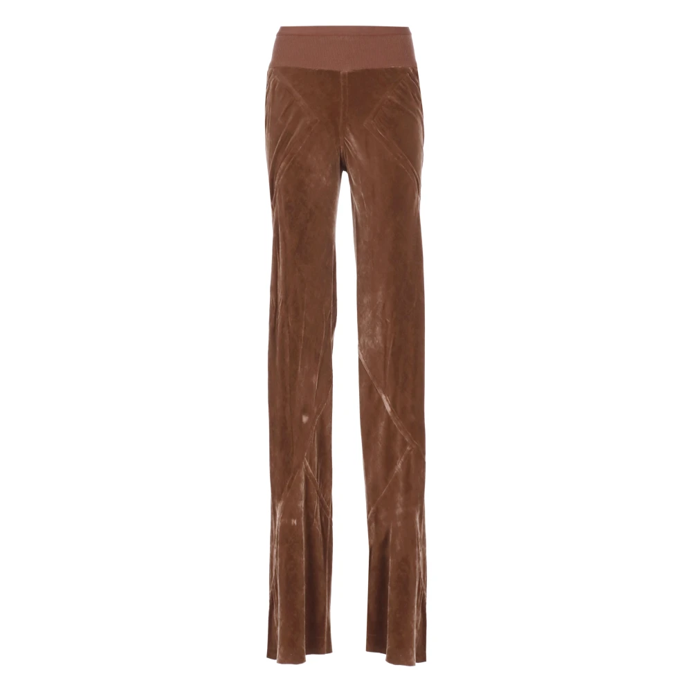 Rick Owens Bruine Velvet Elastische Taille Broek Brown Dames