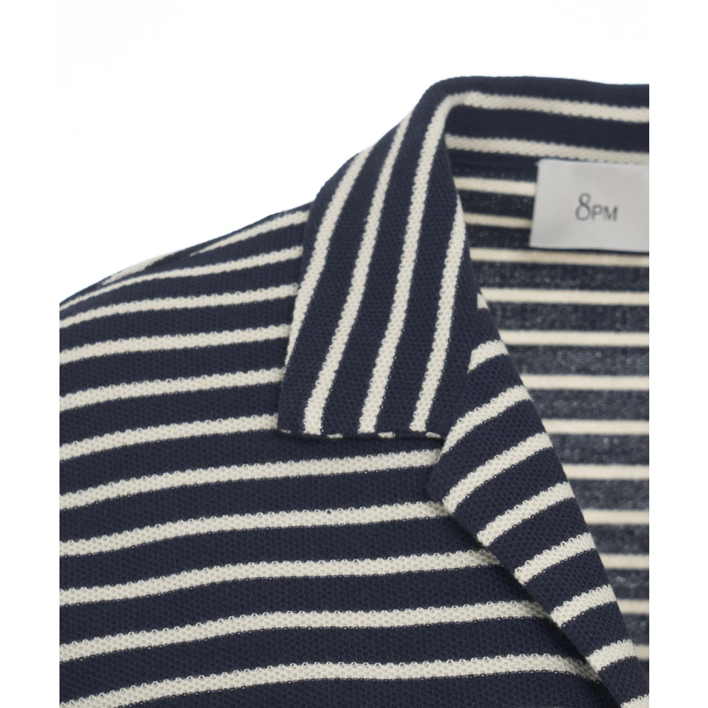 8pm Blauwe Gestreepte Gebreide Blouse Blue Dames