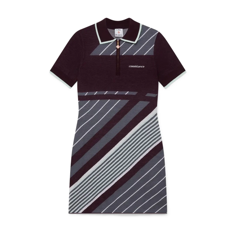 Casablanca Women's Purple Diagonal Tennis Merino Polo Dress