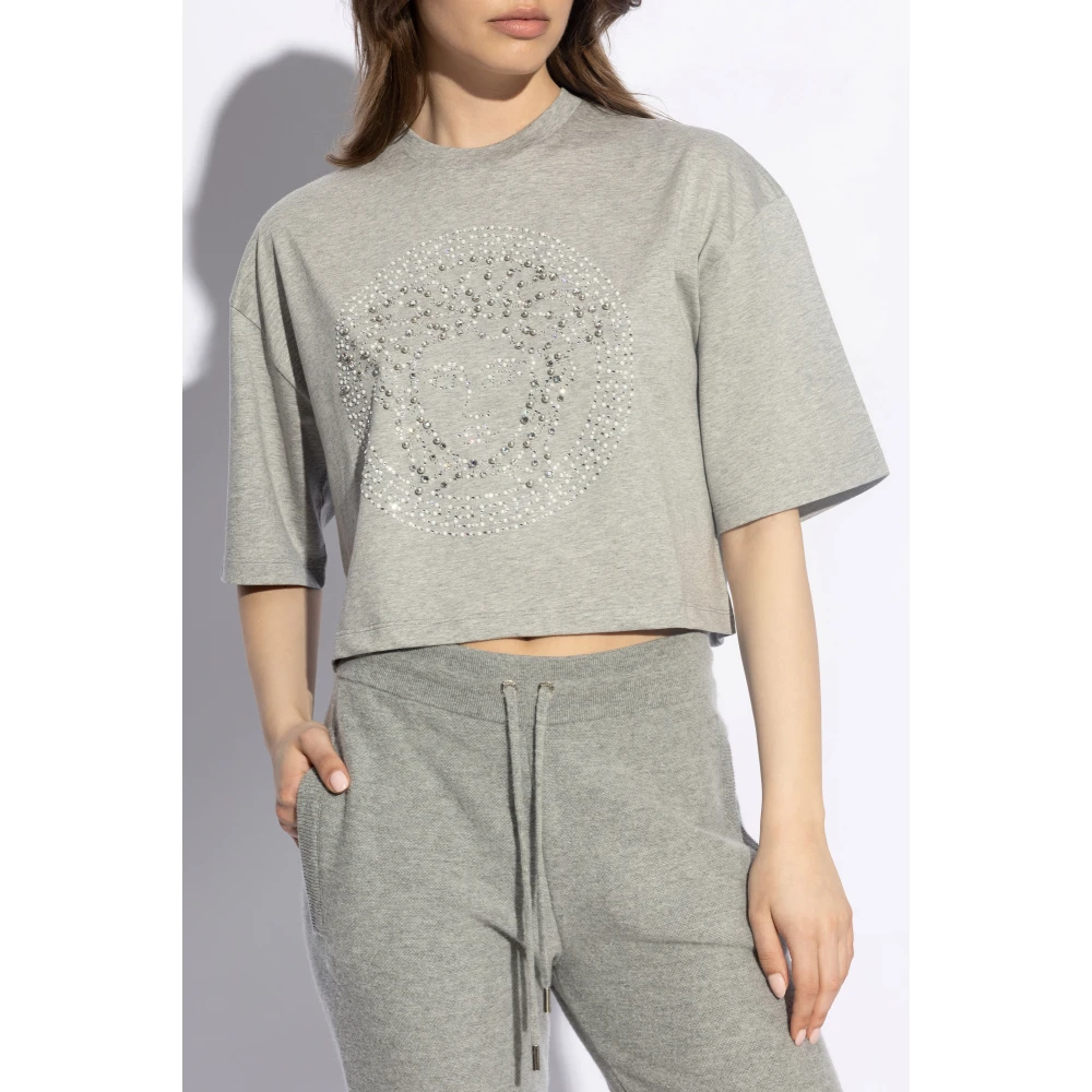 Versace T-shirt met logo Gray Dames