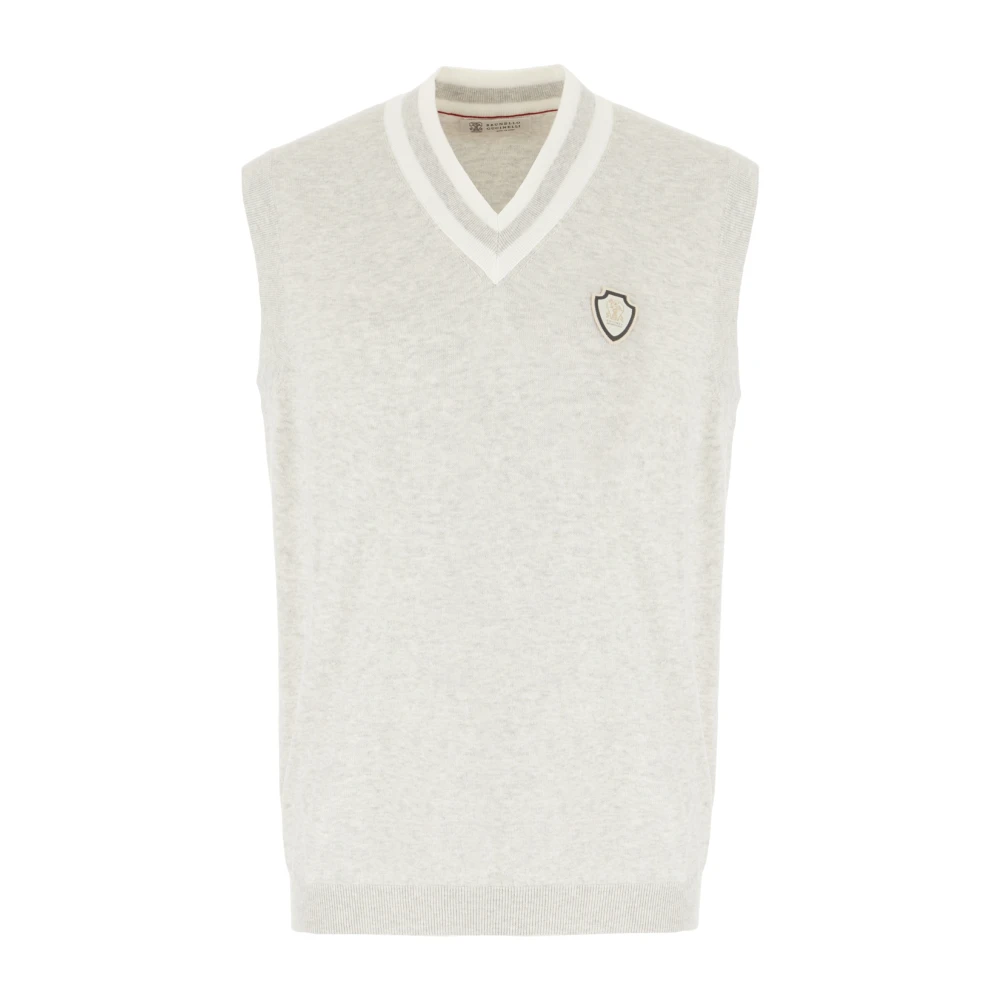 Brunello Cucinelli Men's Gray Sleeveless Knitwear