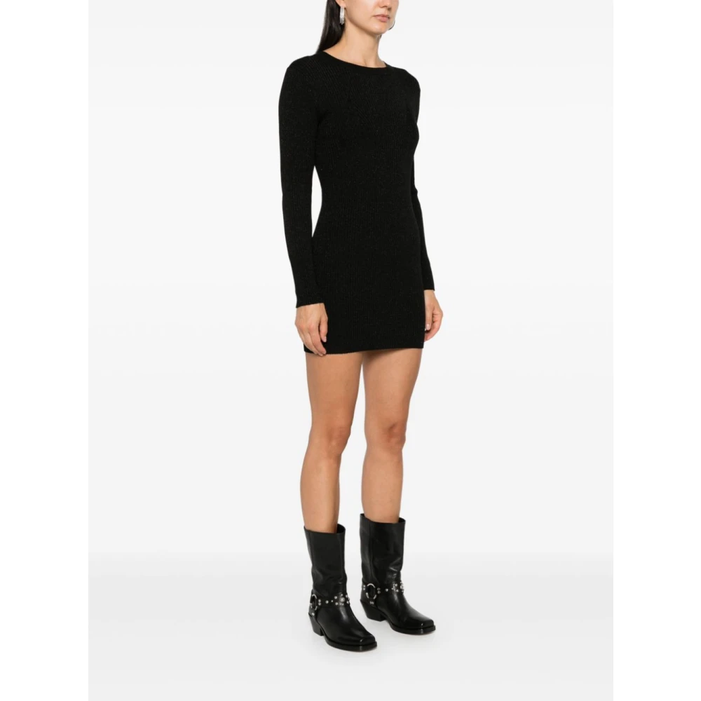P.a.r.o.s.h. Zwarte Geribbelde Gebreide Lurex Jurk Black Dames