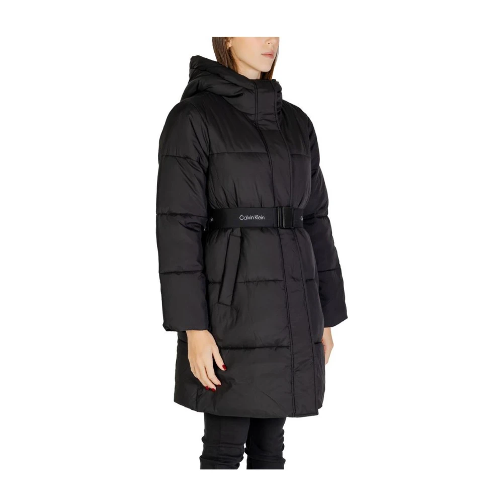 Calvin Klein Jeans Zwarte Hooded Puffer Jas Vrouwen Black Dames