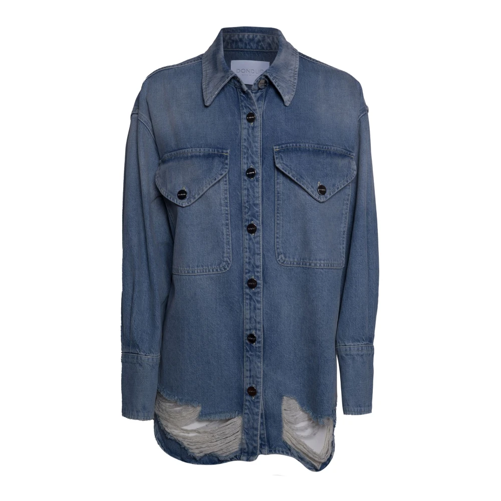 Dondup Women's Blue Oversized Denim Shirt - Shirts - S - Blouses & Shirts