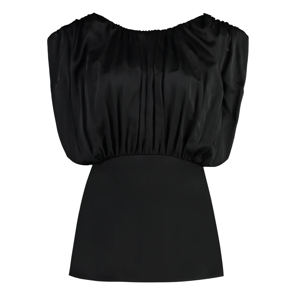 Jil Sander Women's Black Gathered Viscose Top