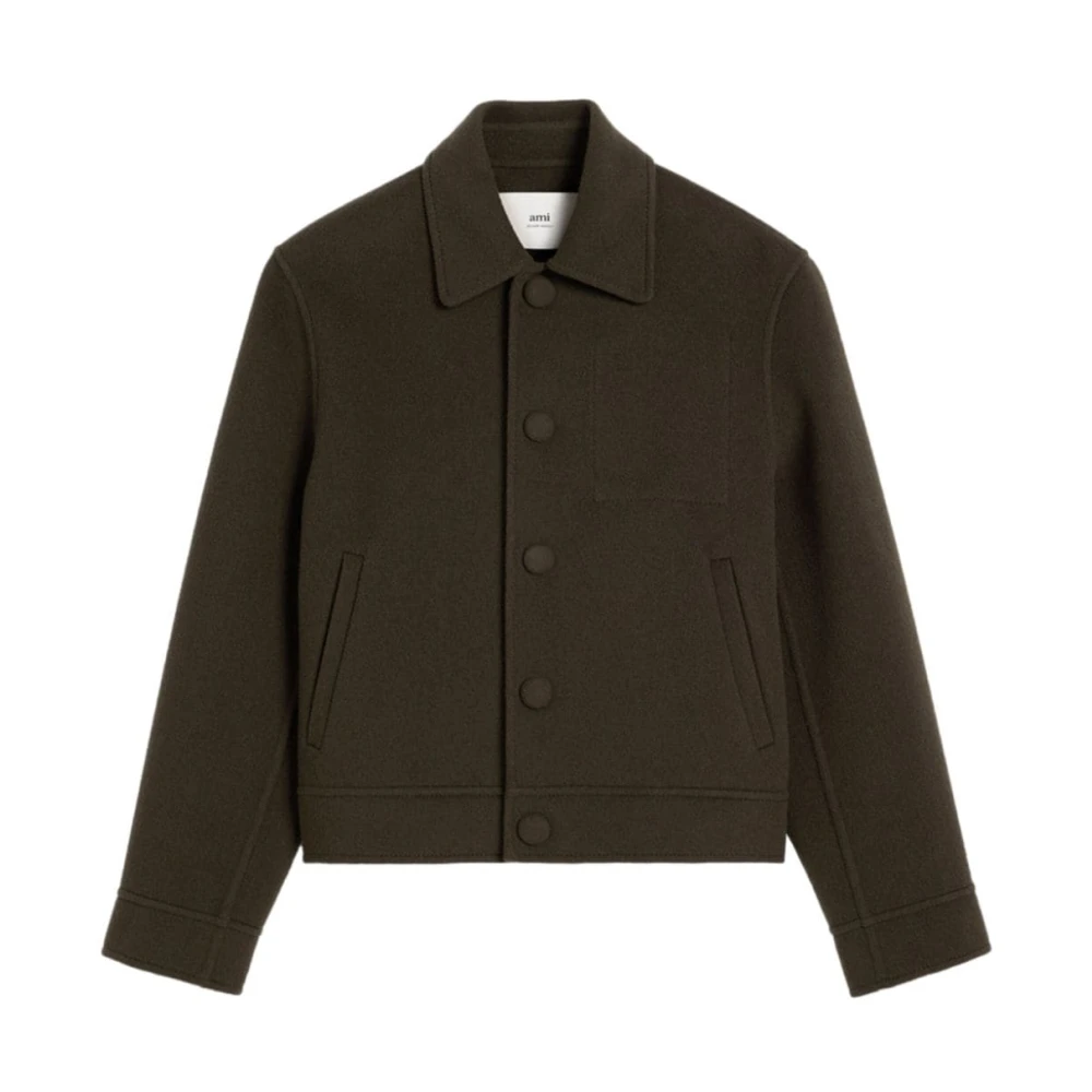 Ami Paris Khaki Overshirt Green Dames