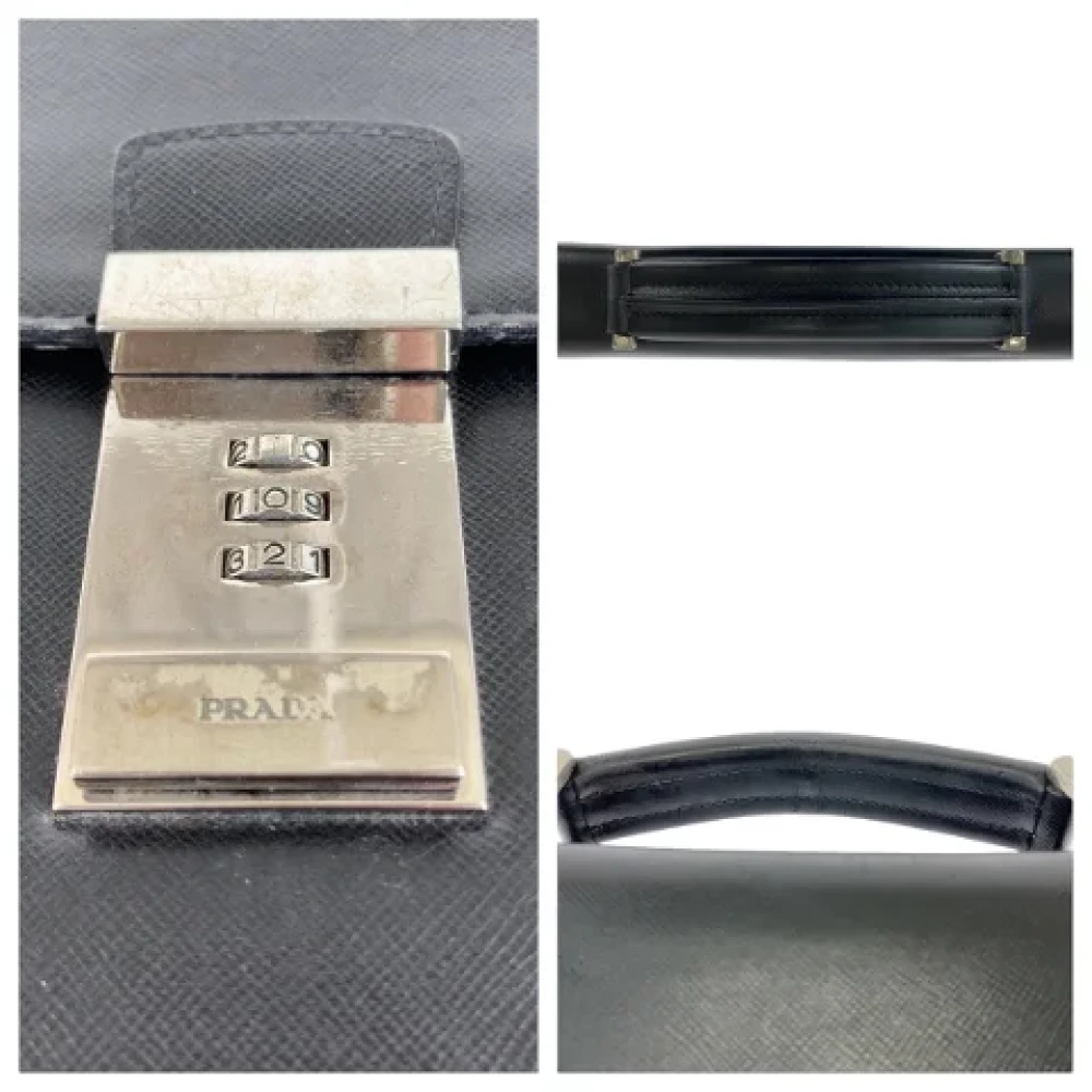 Prada Vintage Pre-owned Leather briefcases Black Dames