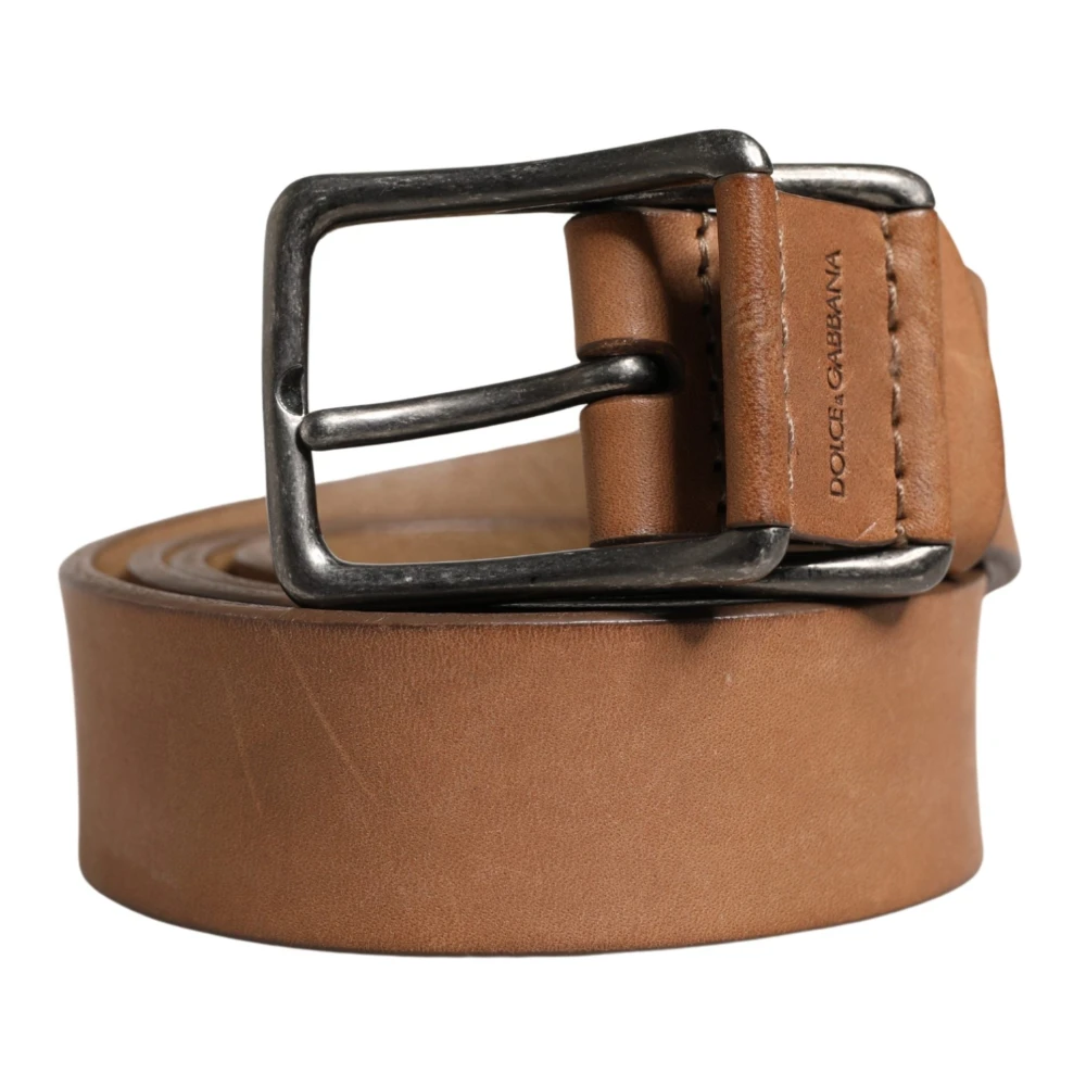 Dolce & Gabbana Mannelijk Bruin Accessoires Heren, One Size, Leer, Classic Metalen Gesp Riem