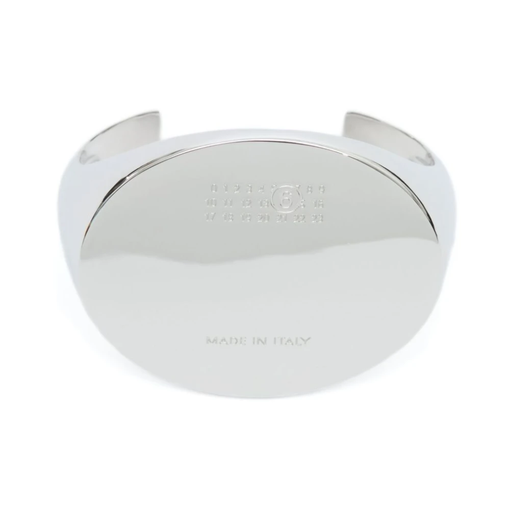 Mm6 Maison Margiela Vrouw Grijs Accessoires Dames, S, Numeric Plaque Open Cuff