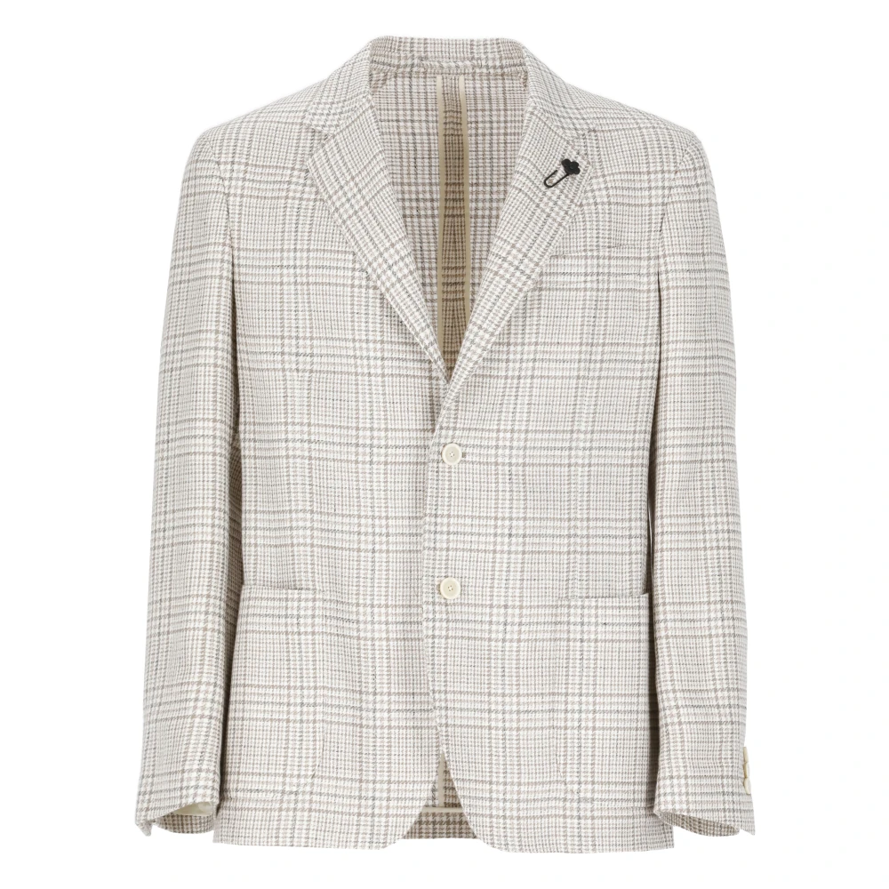 Lardini Beige Katoenen Jas met Peak Revers Beige Heren