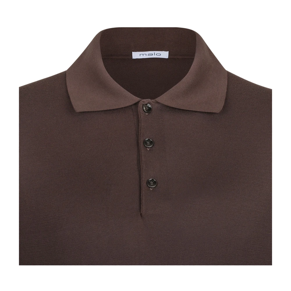 Malo Bruine Poloshirt met Korte Mouwen Brown Heren