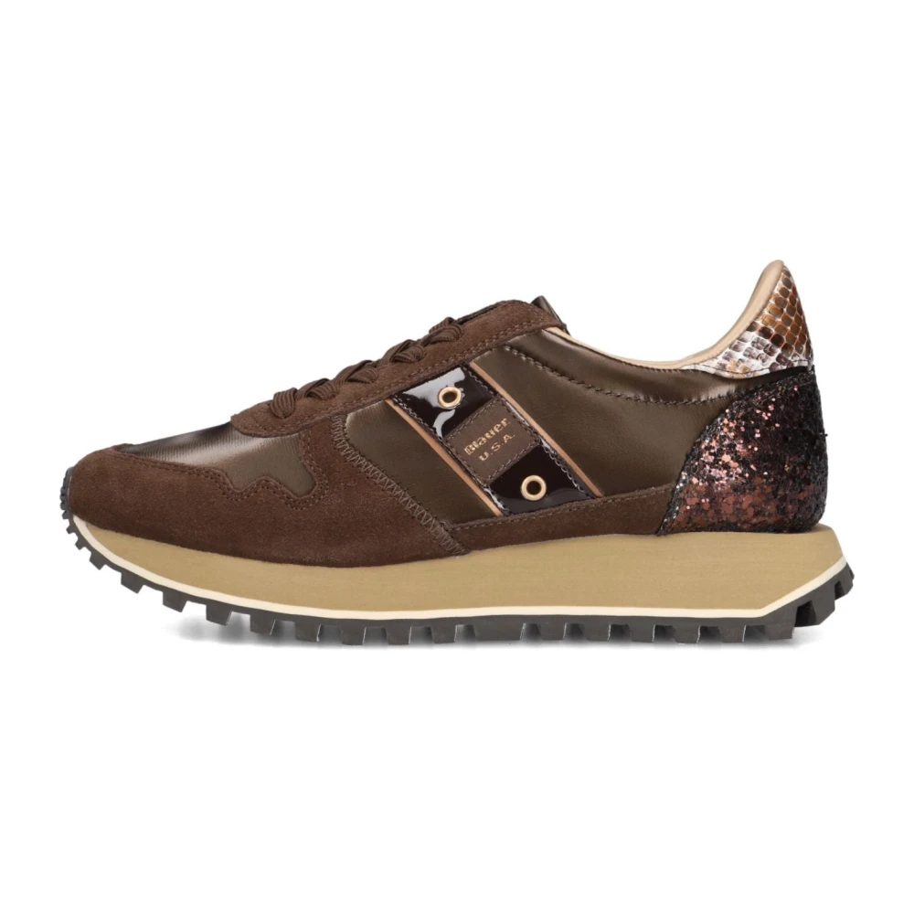 Blauer Bruine Suède Dames Sneakers Millen03 Dames Schoenen