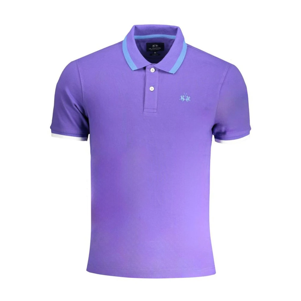 LA MARTINA Paarse Polo Shirt met Contrast Borduurwerk Purple Heren
