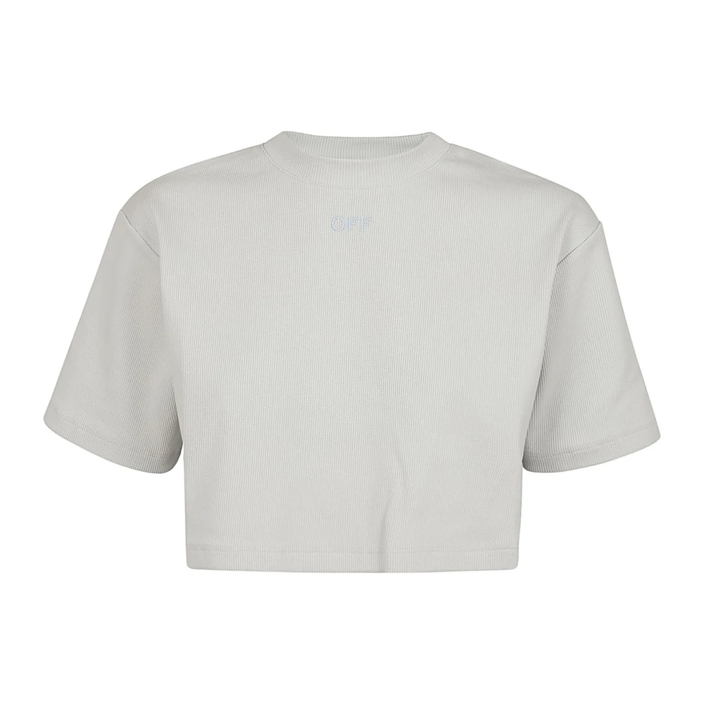 Off White Arctic Ice Rib Cropped Tee Gray Dames