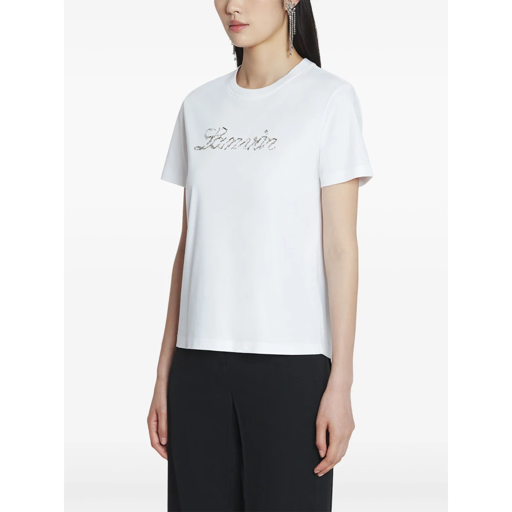 Lanvin Geborduurd Script Logo T-shirt White Dames