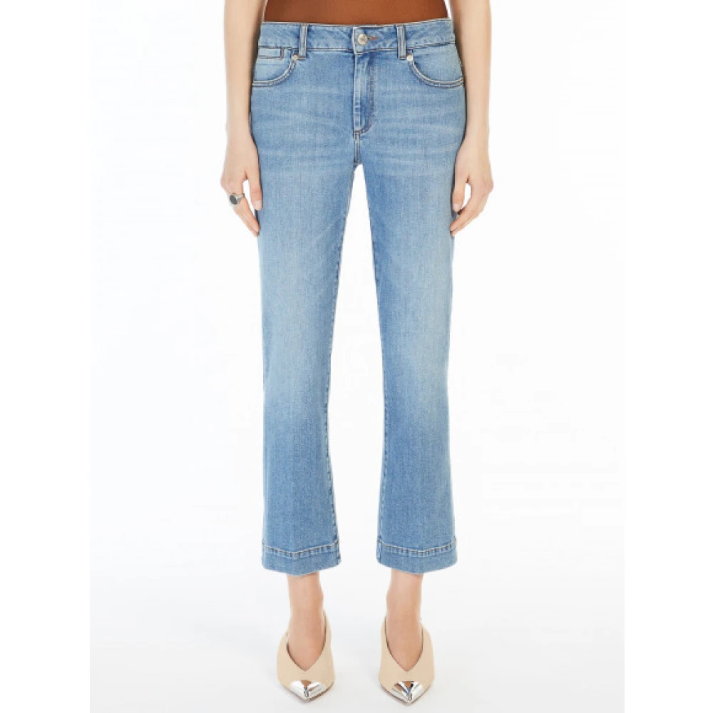Max Mara Vintage Mini Flare Denim Broek Blue Dames