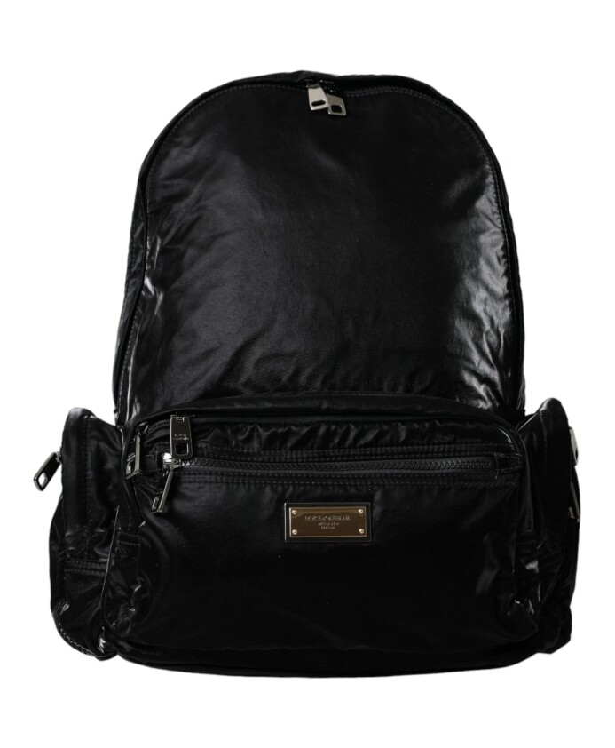 black-patent-leather-logo-backpack