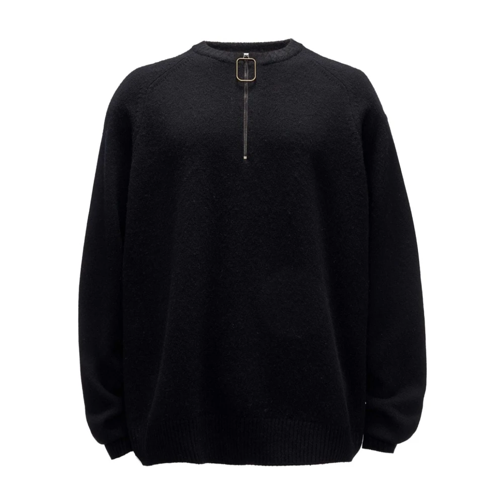 JW Anderson Zwarte Merinowol Crew Neck Sweater Black Heren