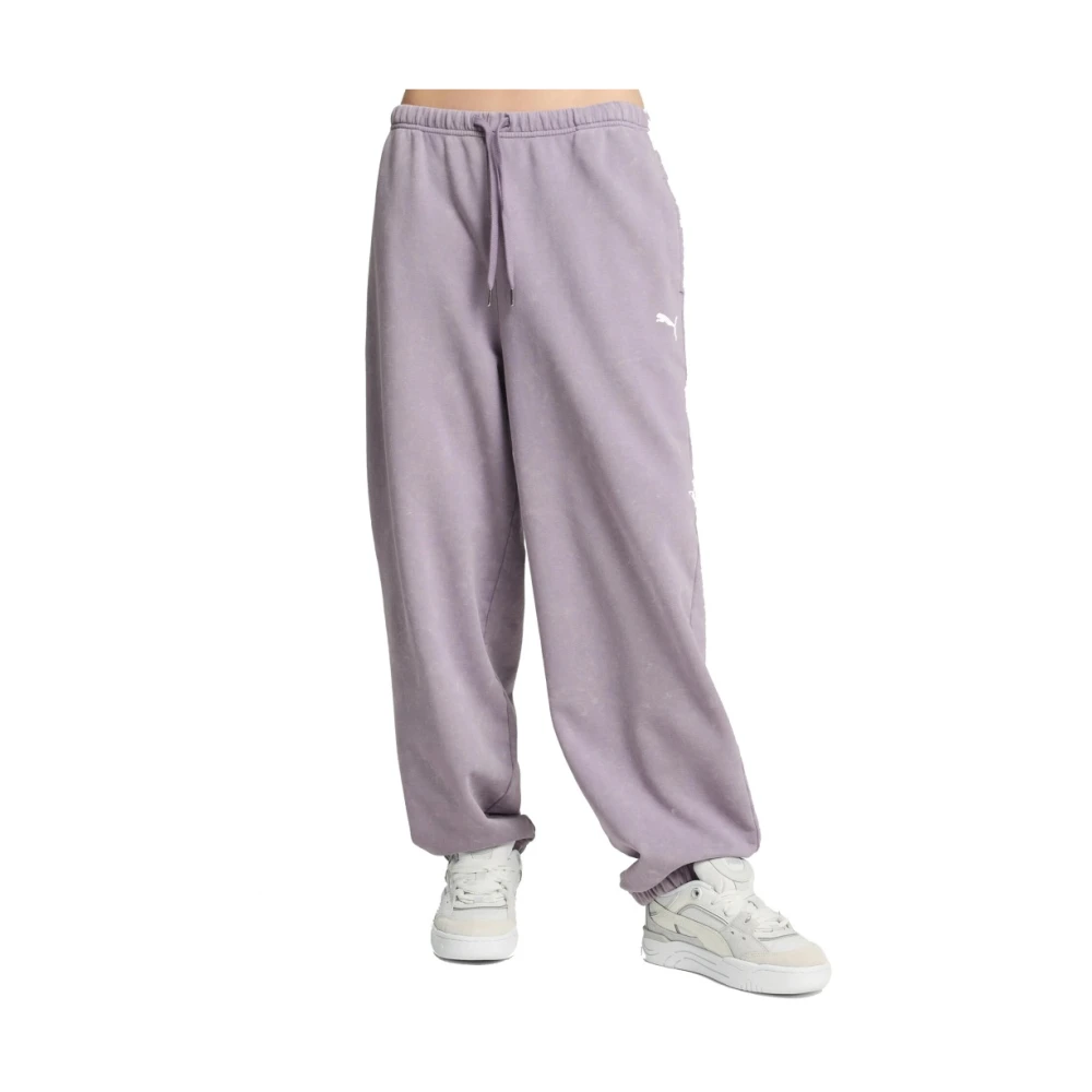 Puma Relaxed Gewassen Denim Broek Purple Dames