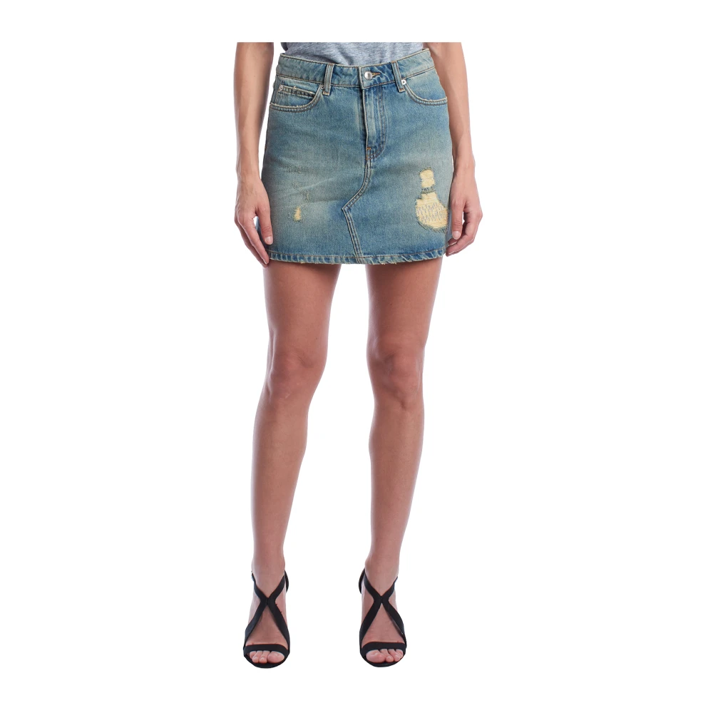 Zadig & Voltaire Women's Blue Denim Mini Skirt With Distressed Effect - Denim Skirts - S - Skirts