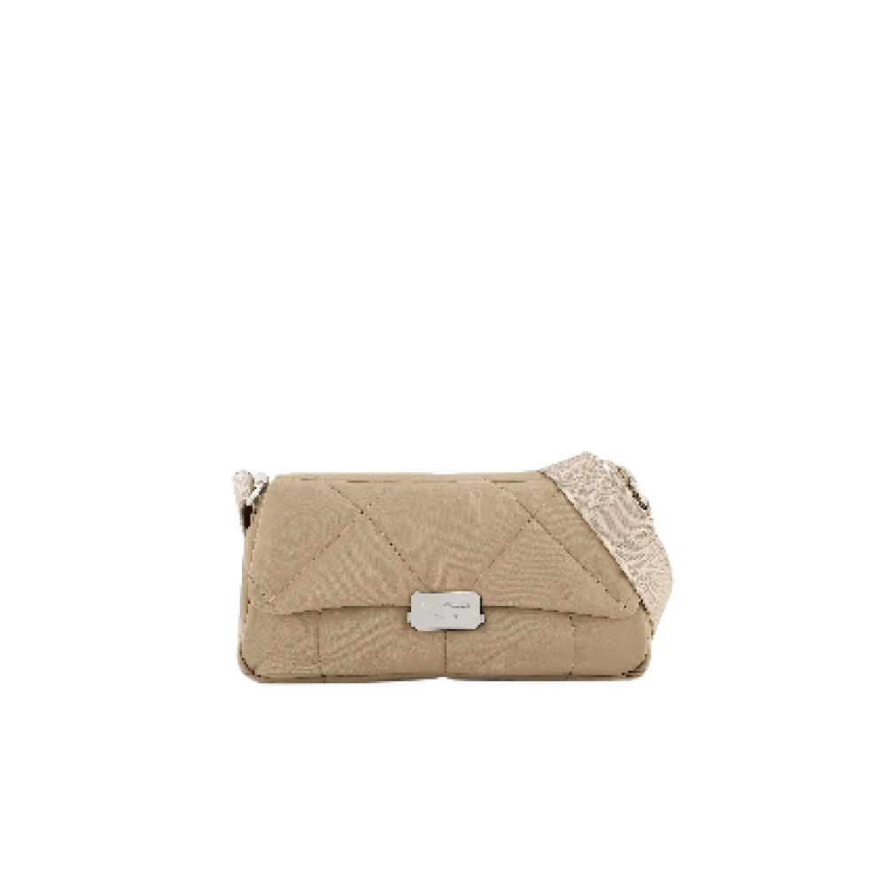 Emporio Armani Beige Quiltad Crossbody-Väska I Nylon