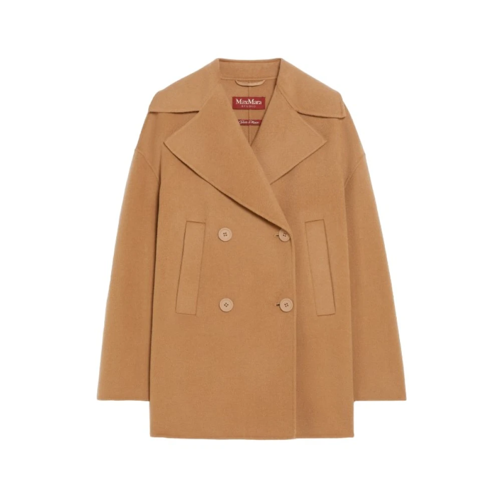 Max Mara Studio Kameel Jassen Regular Fit Stijlvol Brown Dames