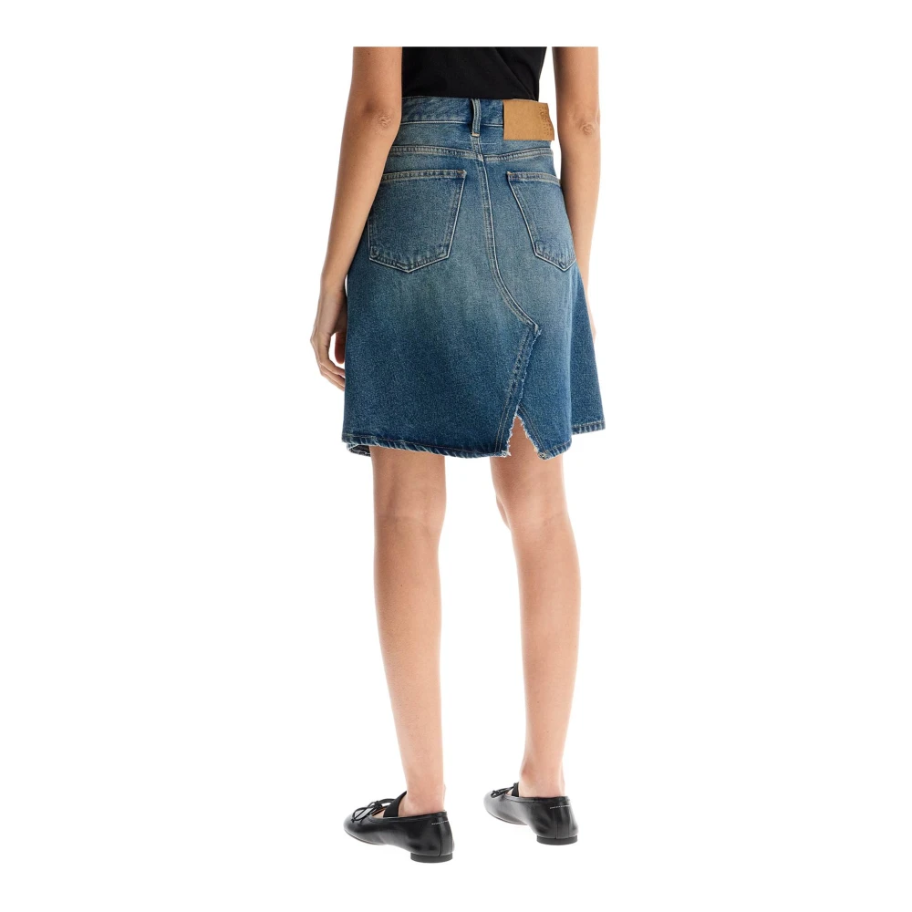MM6 Maison Margiela Denim Mini Rok met Dubbele Split Blue Dames