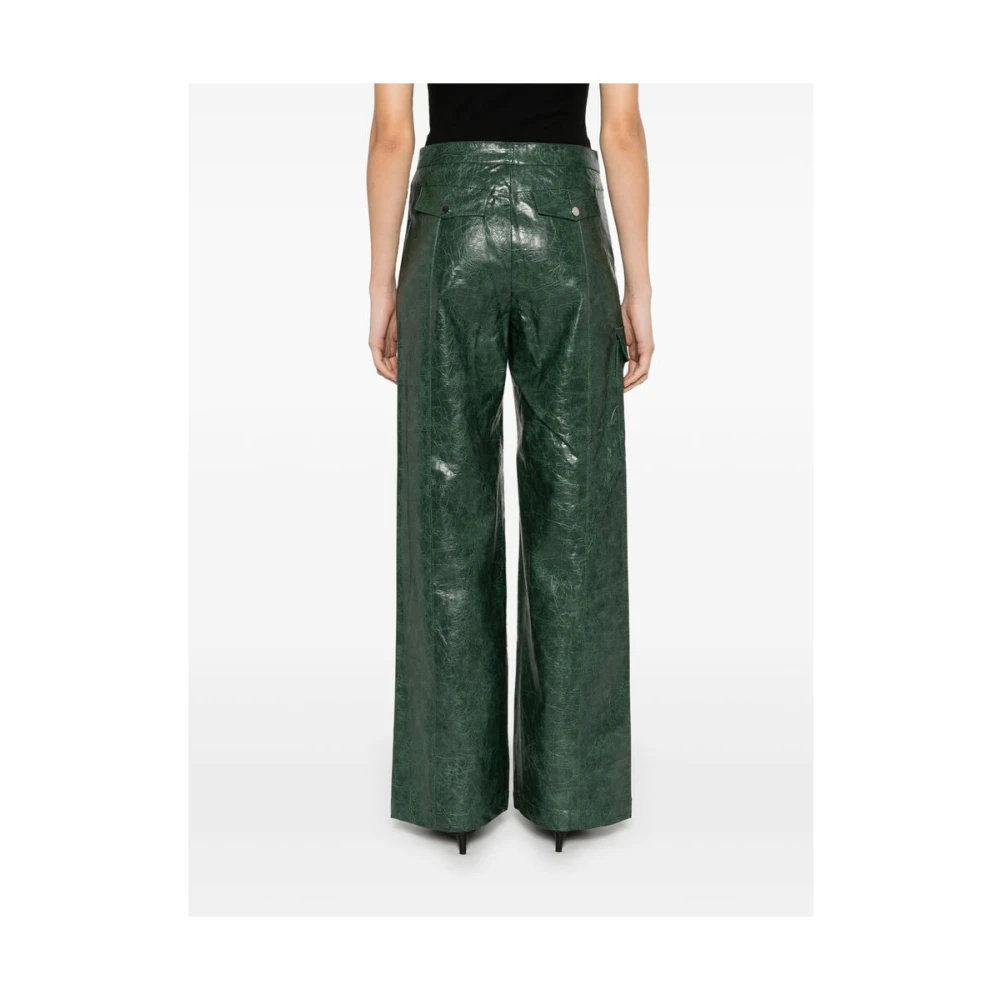 BAUM UND PFERDGARTEN Donkergroene Leren Broek Textuurafwerking Green Dames