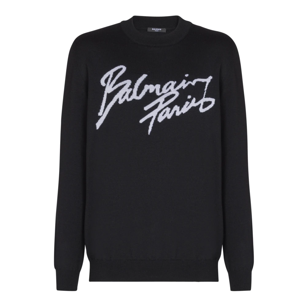 Balmain Men's Black Merino Wool Jumper