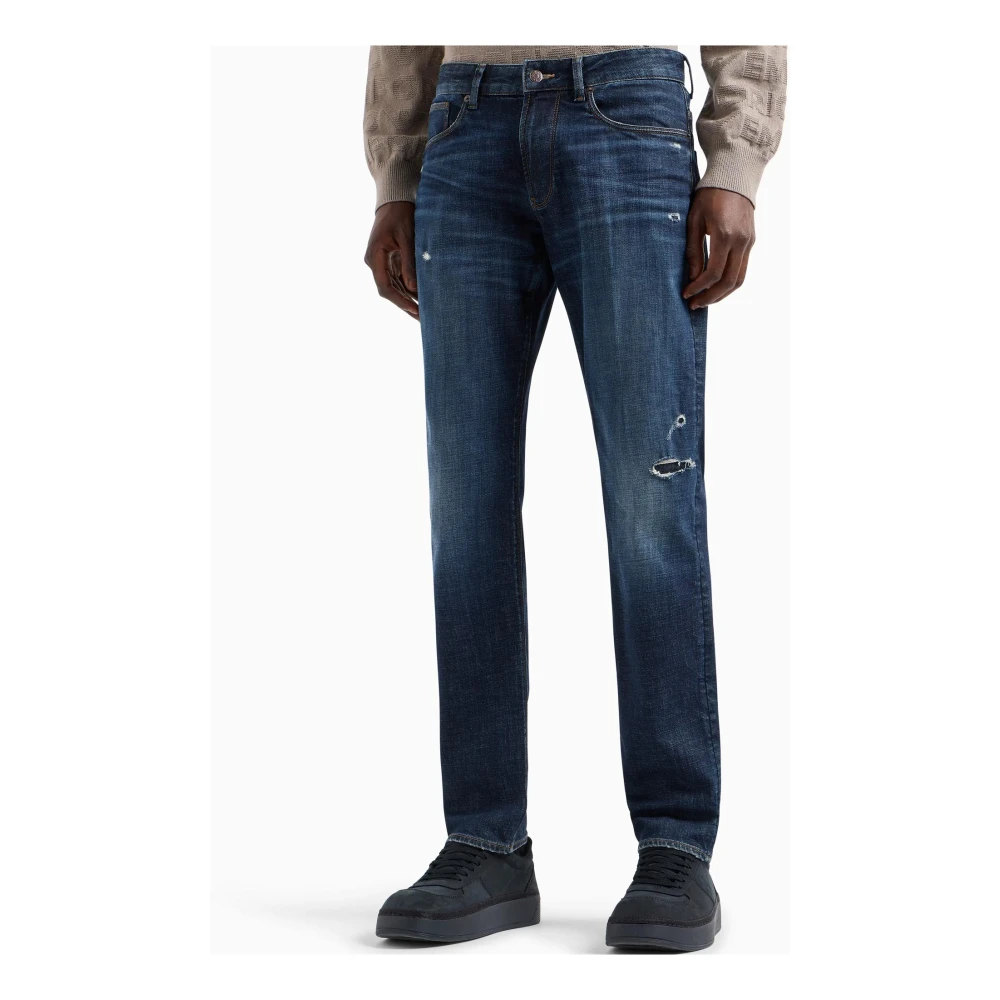 Emporio Armani Slim Fit Denim Jeans Lage Taille Blue Heren