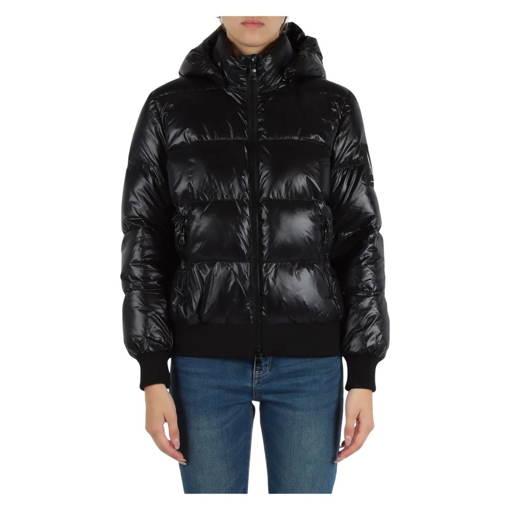 Armani Exchange Korte gewatteerde jas met logopatch Black Dames